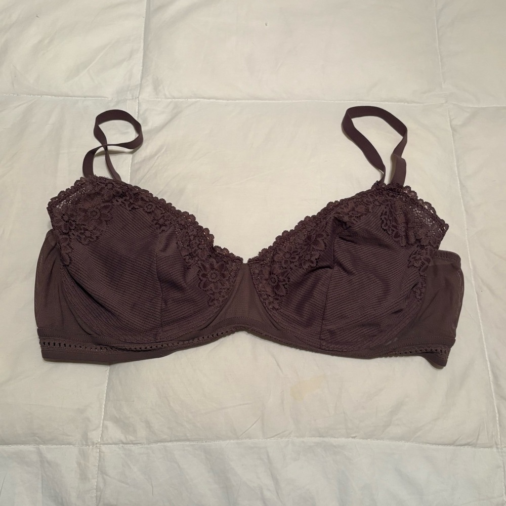 Purple Lace Trim Underwire Adore Me Bra 36DD